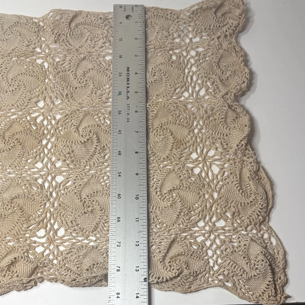 Vintage Hand Crafted Tan Crochet Furniture Cover